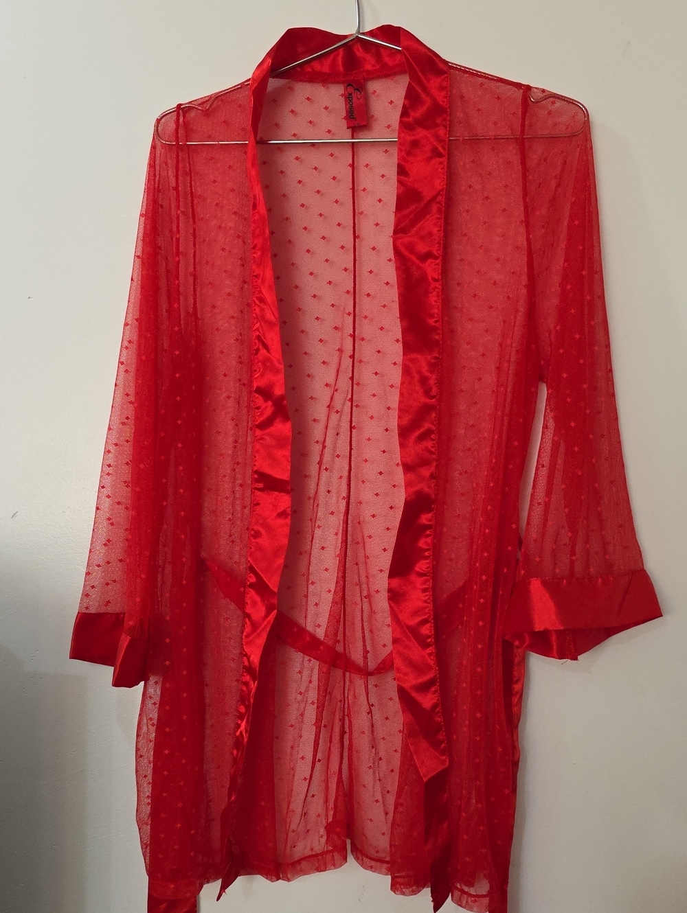 Exposed By Magic Silk Sheer Red Satin-Trim Robe - Women's Intimates